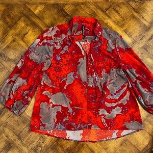 Red and Gray Abstract Blouse